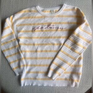 Forever 21 Yellow and White Striped Kids Sweater Size 13/14